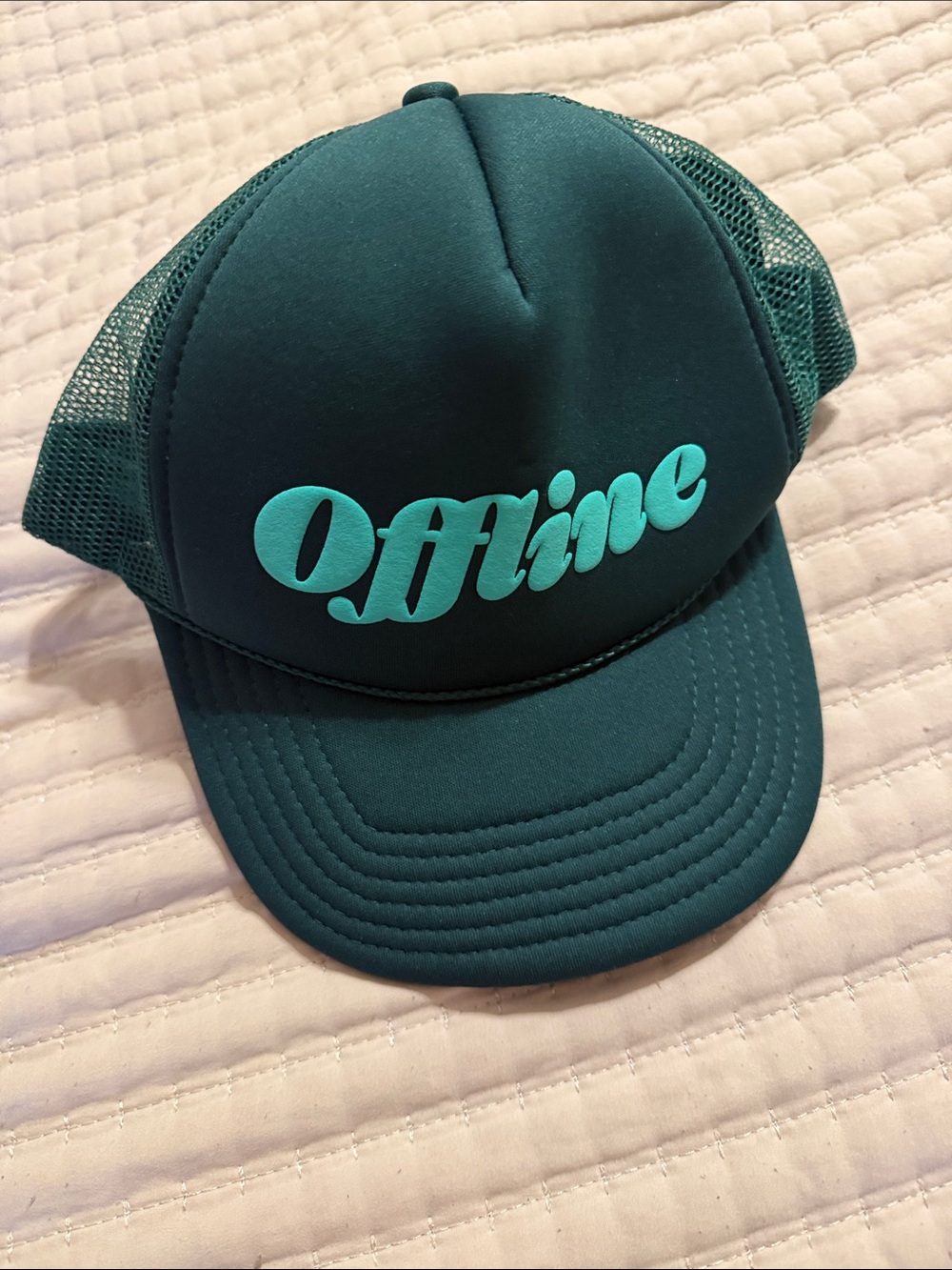 Offline Script Trucker Hat in Teal